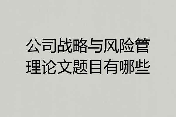 公司战略与风险管理论文题目有哪些