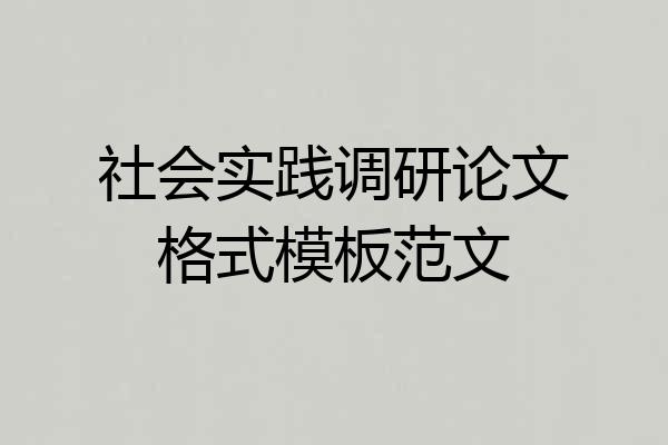社会实践调研论文格式模板范文