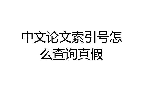 中文论文索引号怎么查询真假