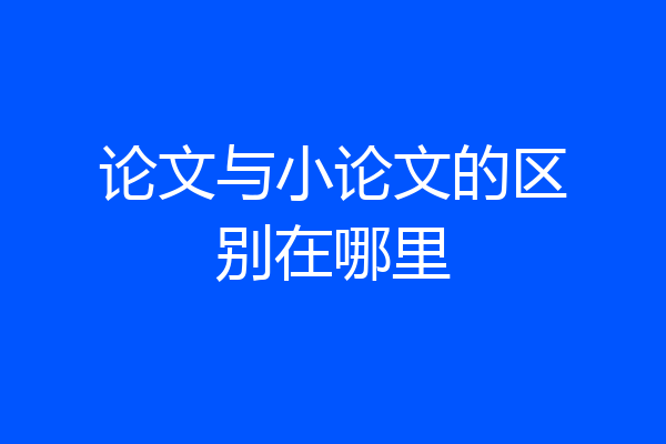 论文与小论文的区别在哪里
