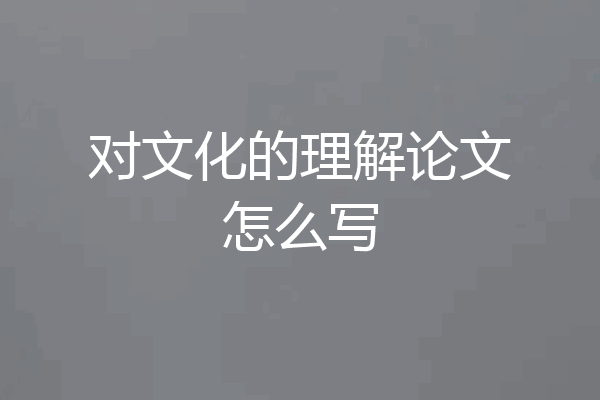 对文化的理解论文怎么写