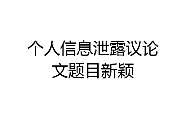 个人信息泄露议论文题目新颖