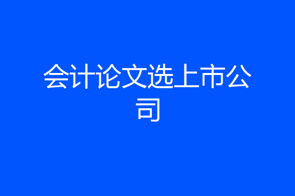 会计论文选上市公司