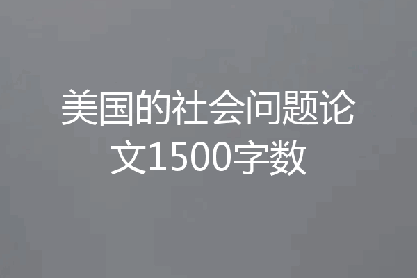 美国的社会问题论文1500字数