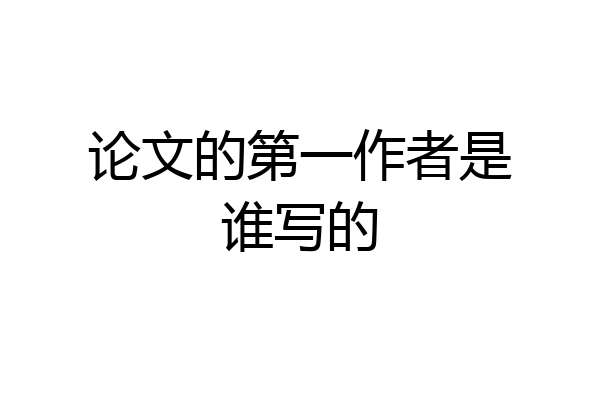 论文的第一作者是谁写的