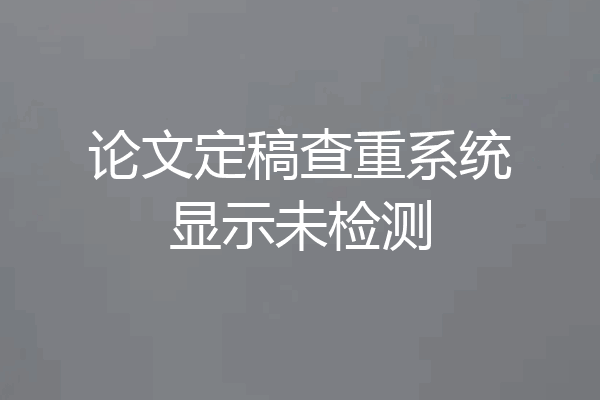 论文定稿查重系统显示未检测