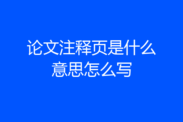 论文注释页是什么意思怎么写