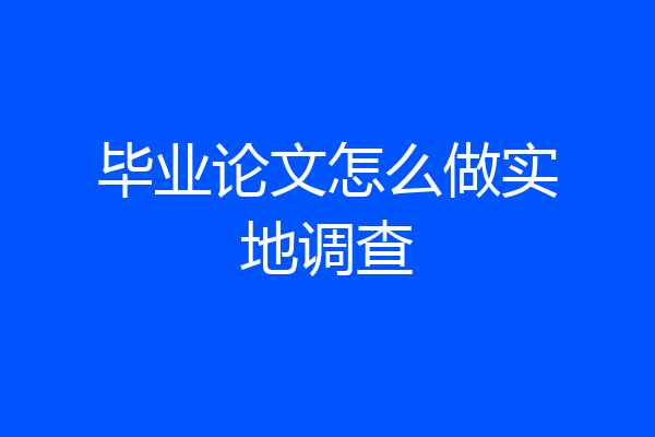 毕业论文怎么做实地调查