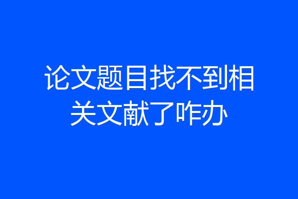 论文题目找不到相关文献了咋办