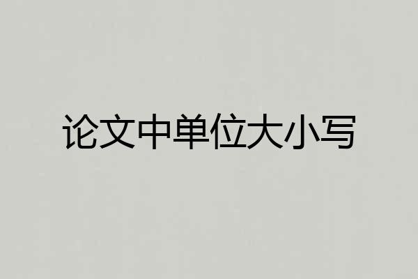 论文中单位大小写