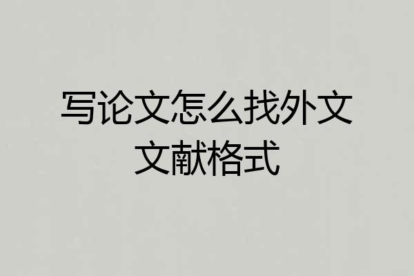 写论文怎么找外文文献格式