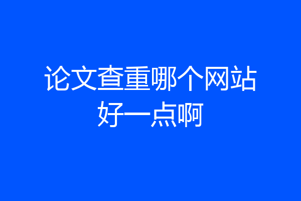 论文查重哪个网站好一点啊