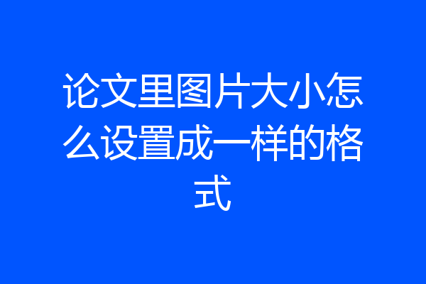 论文里图片大小怎么设置成一样的格式