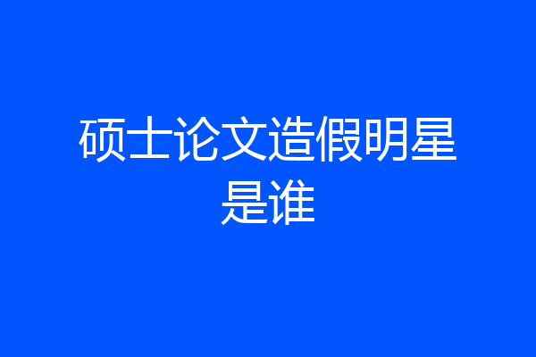 硕士论文造假明星是谁
