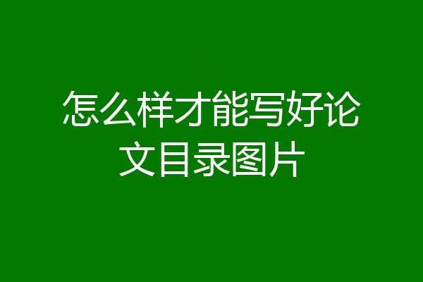 怎么样才能写好论文目录图片