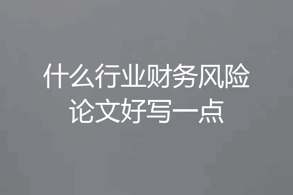 什么行业财务风险论文好写一点