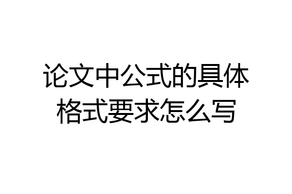 论文中公式的具体格式要求怎么写