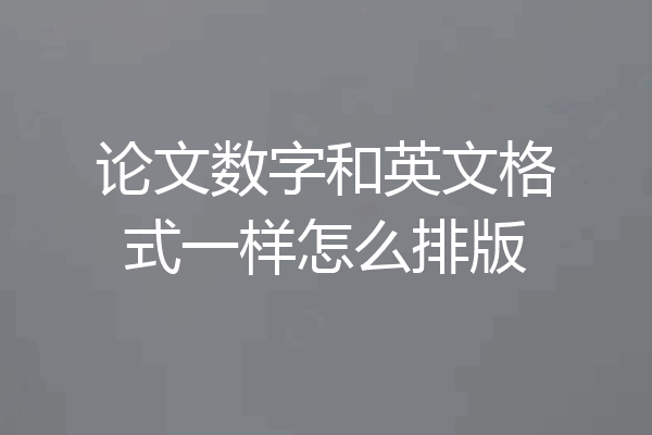 论文数字和英文格式一样怎么排版