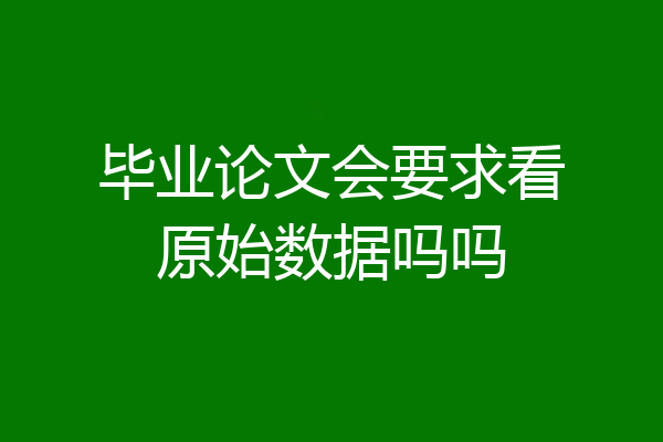 毕业论文会要求看原始数据吗吗