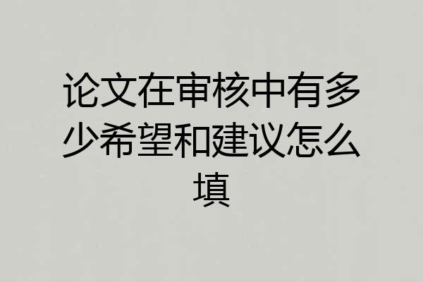 论文在审核中有多少希望和建议怎么填