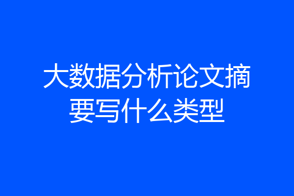 大数据分析论文摘要写什么类型