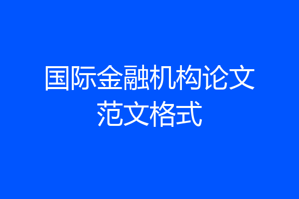 国际金融机构论文范文格式