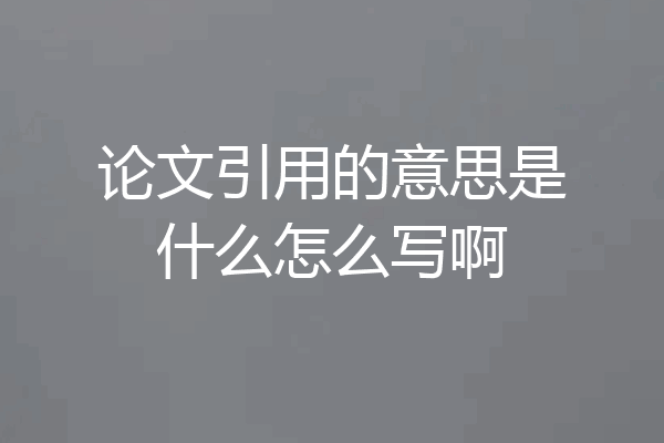 论文引用的意思是什么怎么写啊