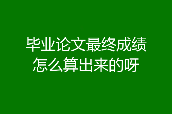 毕业论文最终成绩怎么算出来的呀