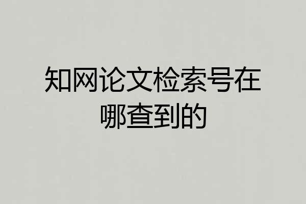 知网论文检索号在哪查到的
