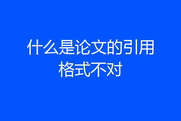 什么是论文的引用格式不对