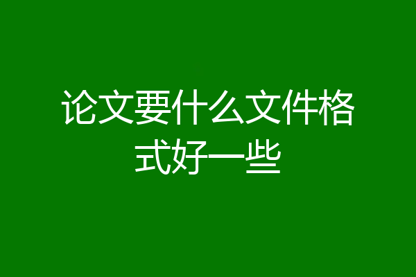 论文要什么文件格式好一些