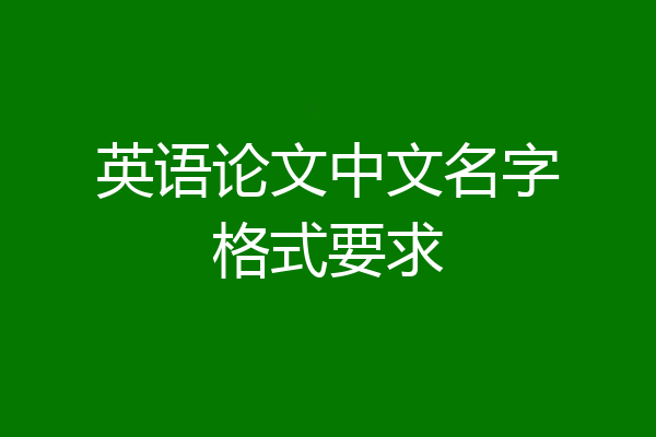 英语论文中文名字格式要求