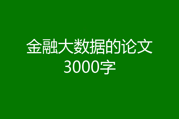 金融大数据的论文3000字