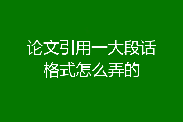 论文引用一大段话格式怎么弄的