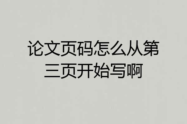 论文页码怎么从第三页开始写啊
