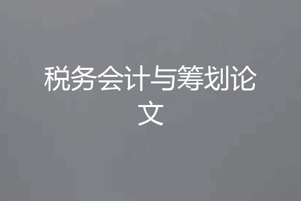 税务会计与筹划论文