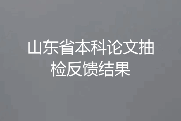 山东省本科论文抽检反馈结果