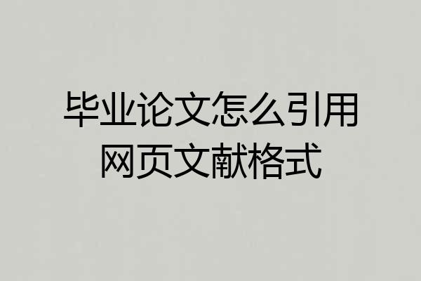 毕业论文怎么引用网页文献格式