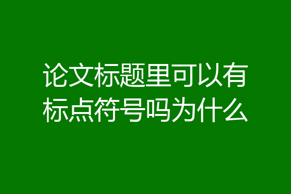 论文标题里可以有标点符号吗为什么
