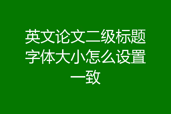 英文论文二级标题字体大小怎么设置一致