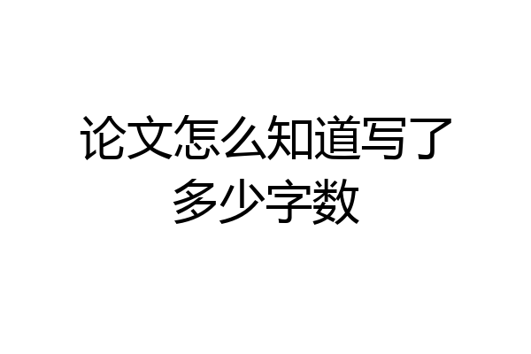 论文怎么知道写了多少字数
