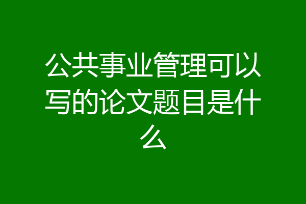 公共事业管理可以写的论文题目是什么