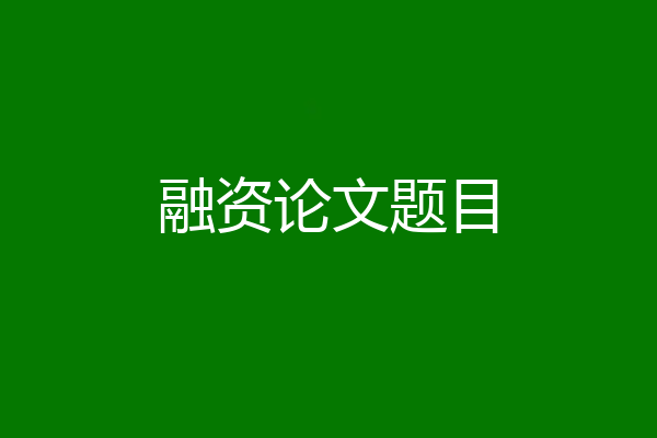 融资论文题目