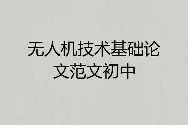无人机技术基础论文范文初中