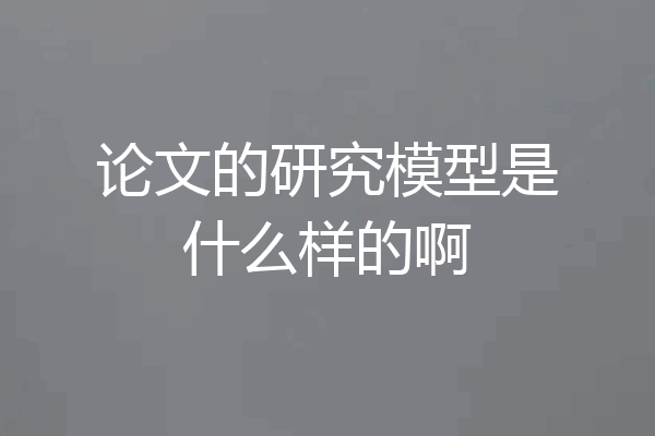 论文的研究模型是什么样的啊