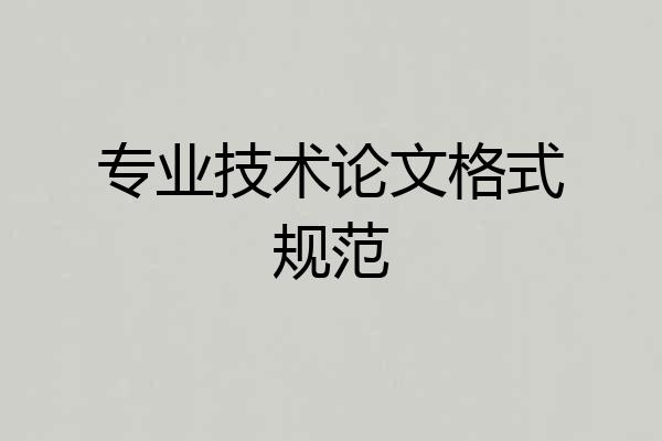 专业技术论文格式规范