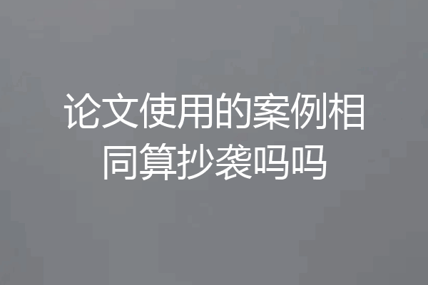 论文使用的案例相同算抄袭吗吗
