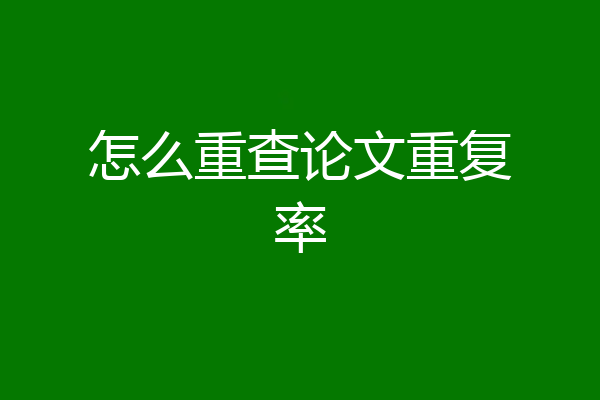 怎么重查论文重复率