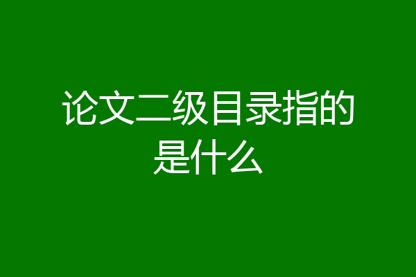 论文二级目录指的是什么