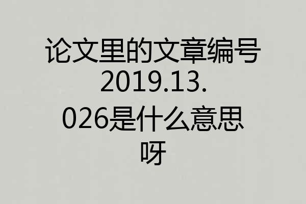 论文里的文章编号2019.13.026是什么意思呀
